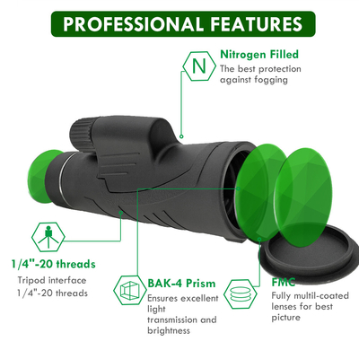 Наивысшая мощность телескопа 12x50 сотового телефона призмы Bak4 Monocular долгосрочная
